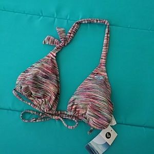 👙NWT Roxy triangle top bikini large. Stripes